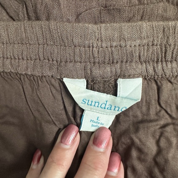 Sundance Embroidered Crop Pants Brown Womens Sz L Boho Festival Travel - Picture 8 of 11